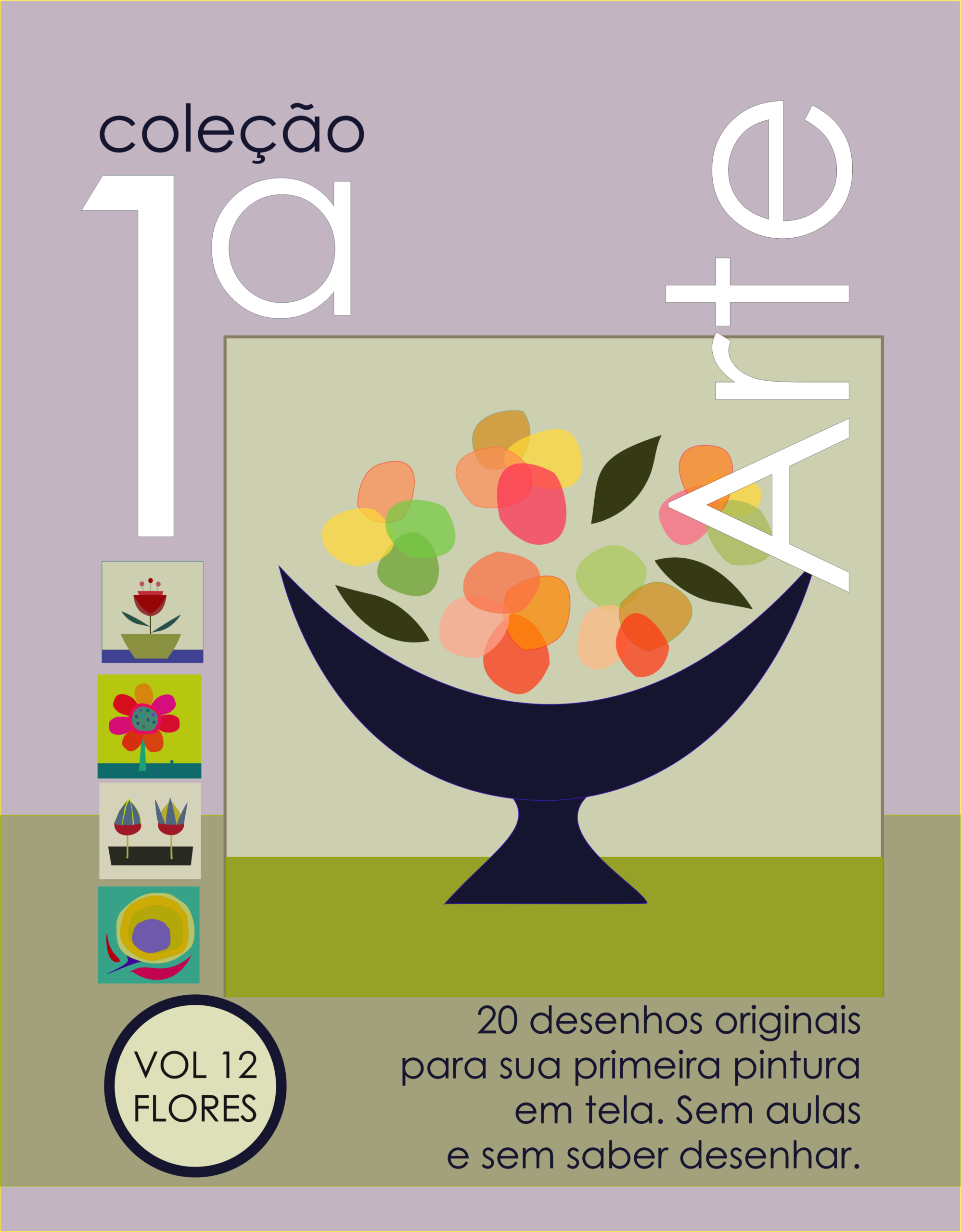 eBook com 20 imagens de pintura em tela para iniciantes. Tema FLORES
