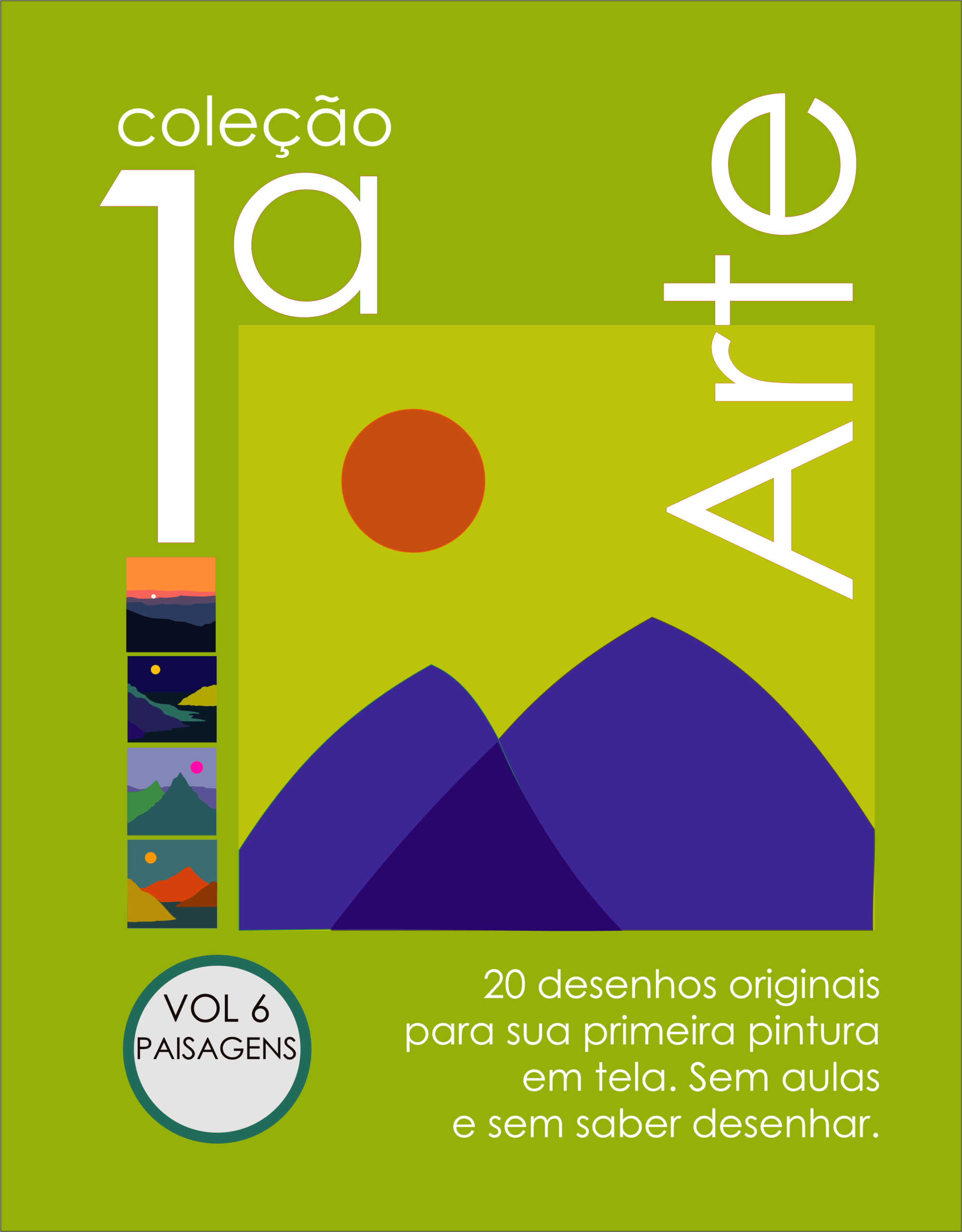 eBook com 20 imagens de pintura em tela para iniciantes. tema PAISAGENS