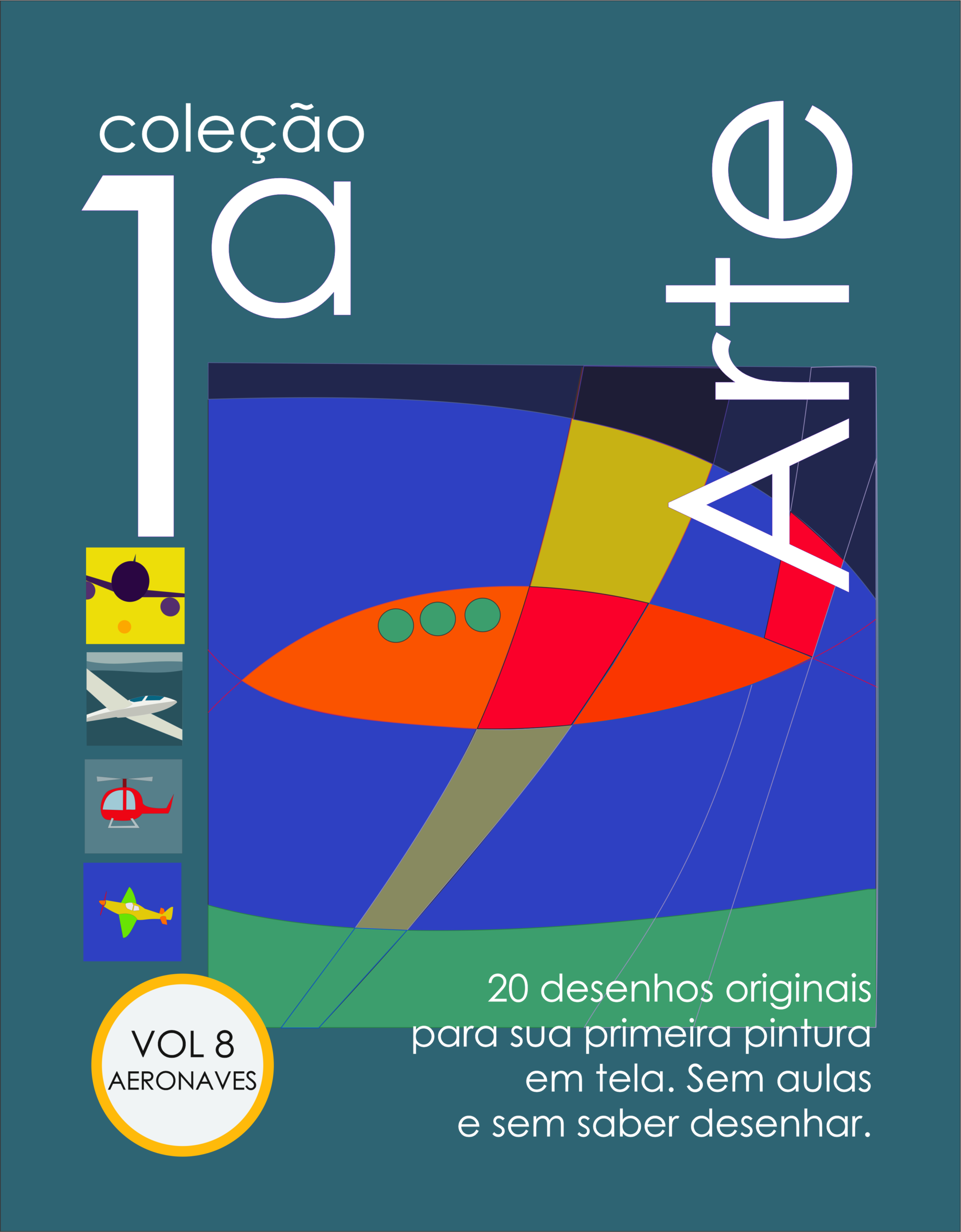 eBook com 20 imagens de pintura em tela para iniciantes. Tema AVIÔES